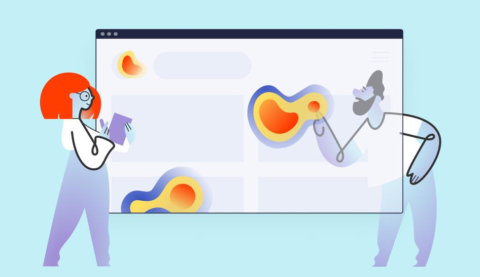 A character analyzing user's behavior by looking at a heatmap